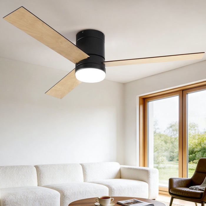 Devanti 52'' Ceiling Fan 3 Blades Double-sided DC Motor w/Light w/Remote Light Wood and bLack - Devanti