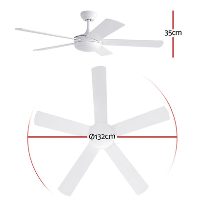 Devanti 52'' Ceiling Fan 5 Blades DC Motor w/Light w/Remote White - Devanti