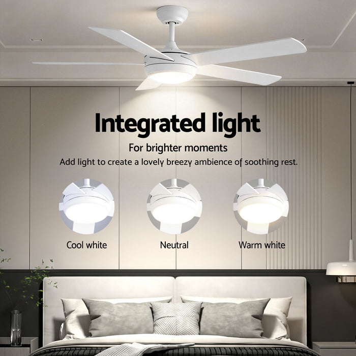 Devanti 52'' Ceiling Fan 5 Blades DC Motor w/Light w/Remote White - Devanti