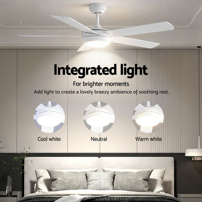 Devanti 52'' Ceiling Fan 5 Blades DC Motor w/Light w/Remote White - Devanti