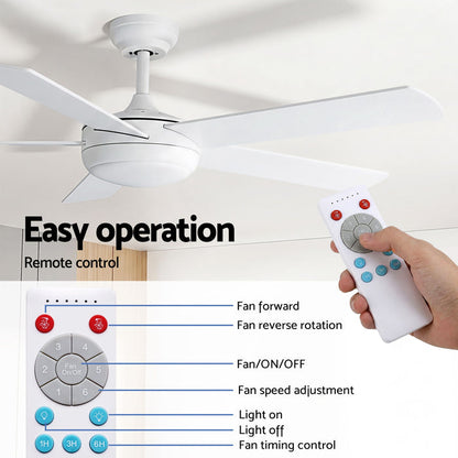 Devanti 52'' Ceiling Fan 5 Blades DC Motor w/Light w/Remote White - Devanti