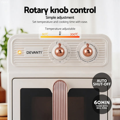 Devanti 6L Air Fryer Knob Control 1700W Cream - Devanti