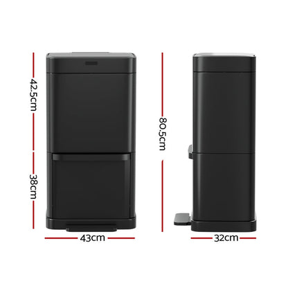 Devanti 70L Motion Sensor Bin Pedal Bins Automatic Black - Devanti