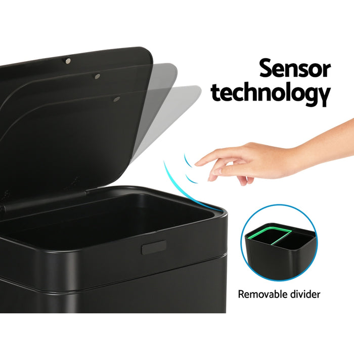 Devanti 70L Motion Sensor Bin Pedal Bins Automatic Black - Devanti