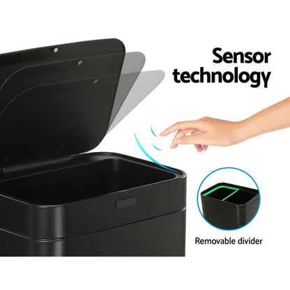 Devanti 70L Motion Sensor Bin Pedal Bins Automatic Black - Devanti