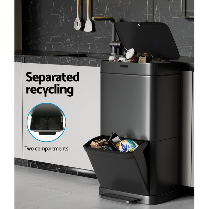 Devanti 70L Motion Sensor Bin Pedal Bins Automatic Black - Devanti