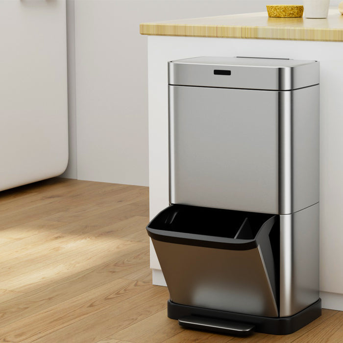 Devanti 70L Motion Sensor Bin Pedal Bins Automatic Siver - Devanti