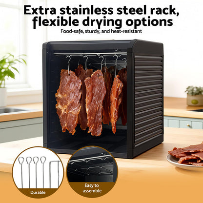 Devanti 9 Trays Food Dehydrator with Hanging Stainless Steel Tray - Devanti
