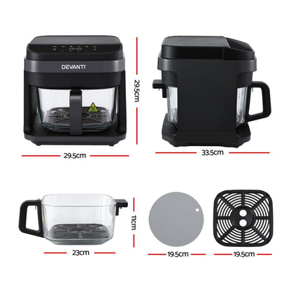 Devanti Air Fryer 5.5L Touch Control Electric Cooker 1200W Black - Devanti
