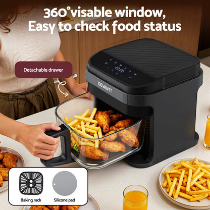 Devanti Air Fryer 5.5L Touch Control Electric Cooker 1200W Black - Devanti
