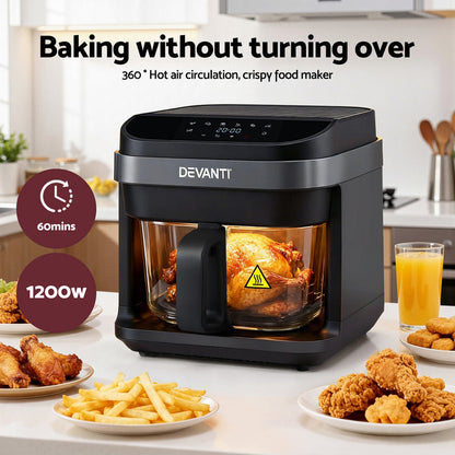 Devanti Air Fryer 5.5L Touch Control Electric Cooker 1200W Black - Devanti