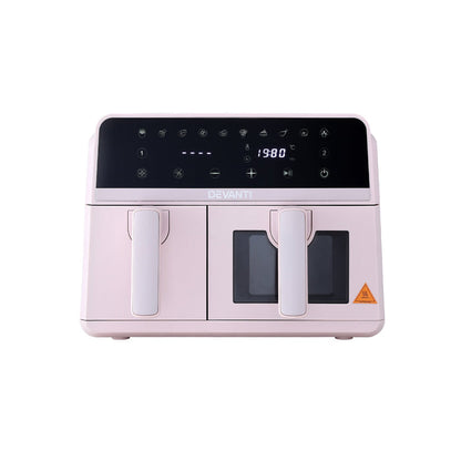 Devanti Air Fryer 9L Dual Zone Fryers 2600W Pink - Devanti