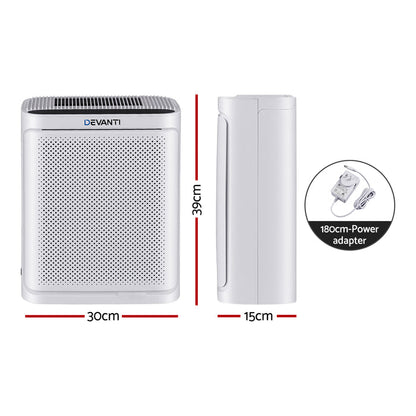 Devanti Air Purifier HEPA Air Cleaner Digital Display Bedroom White