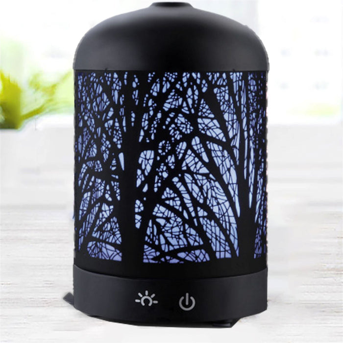 DEVANTI Aroma Diffuser Aromatherapy LED Night Light Iron Air Humidifier Black Forrest Pattern 160ml -Home Living Store - -