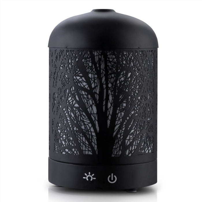 DEVANTI Aroma Diffuser Aromatherapy LED Night Light Iron Air Humidifier Black Forrest Pattern 160ml -Home Living Store - -