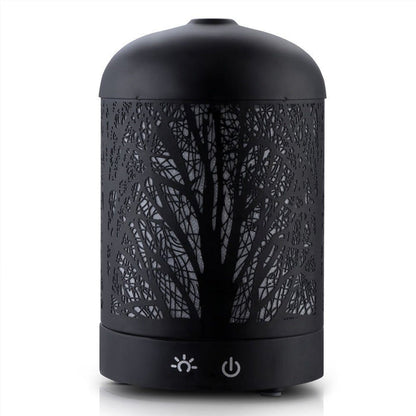 DEVANTI Aroma Diffuser Aromatherapy LED Night Light Iron Air Humidifier Black Forrest Pattern 160ml -Home Living Store - -