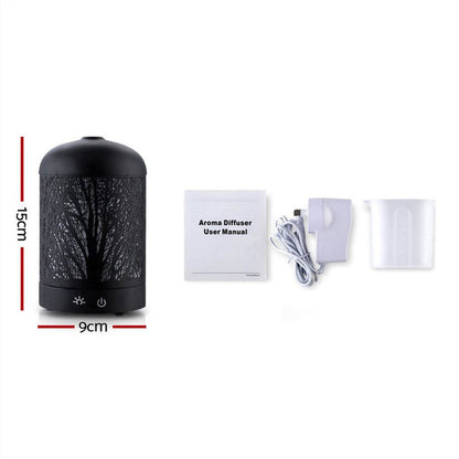 DEVANTI Aroma Diffuser Aromatherapy LED Night Light Iron Air Humidifier Black Forrest Pattern 160ml -Home Living Store - -