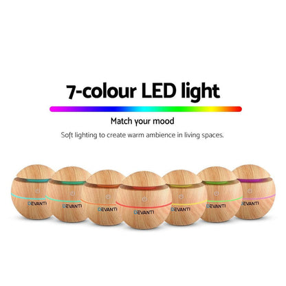 Devanti Aromatherapy Diffuser Aroma Essential Oils Air Humidifier LED Light 130ml -Home Living Store - -