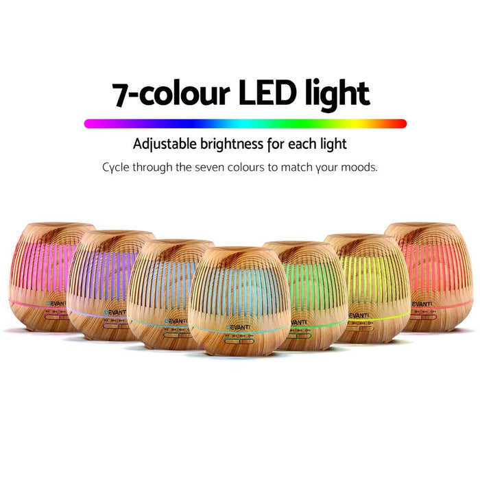 Devanti Aromatherapy Diffuser Aroma Essential Oils Air Humidifier LED Light 400ml -Home Living Store - -