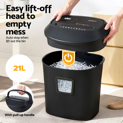 Devanti Electric Paper Shredder for Home Office 10 A4 Paper Sheet Cross-Cut Paper - Devanti