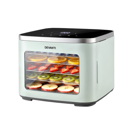 Devanti Food Dehydrator Machine 5 Tray Mini Fruit Dryer Maker Green - Devanti