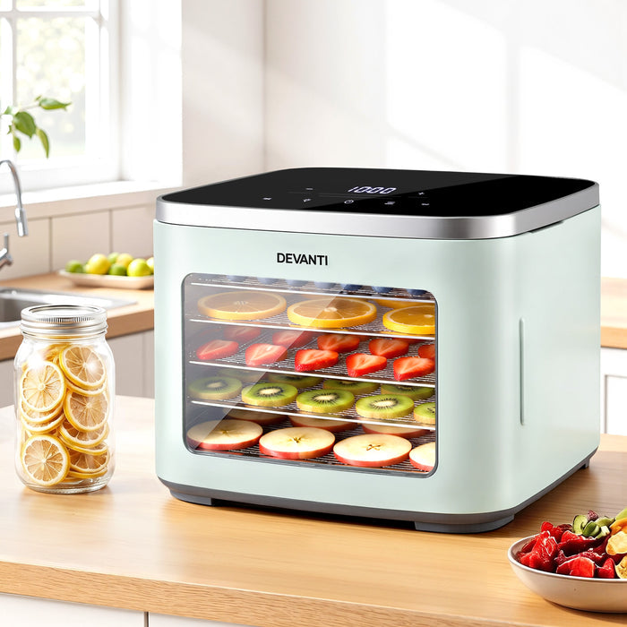 Devanti Food Dehydrator Machine 5 Tray Mini Fruit Dryer Maker Green - Devanti