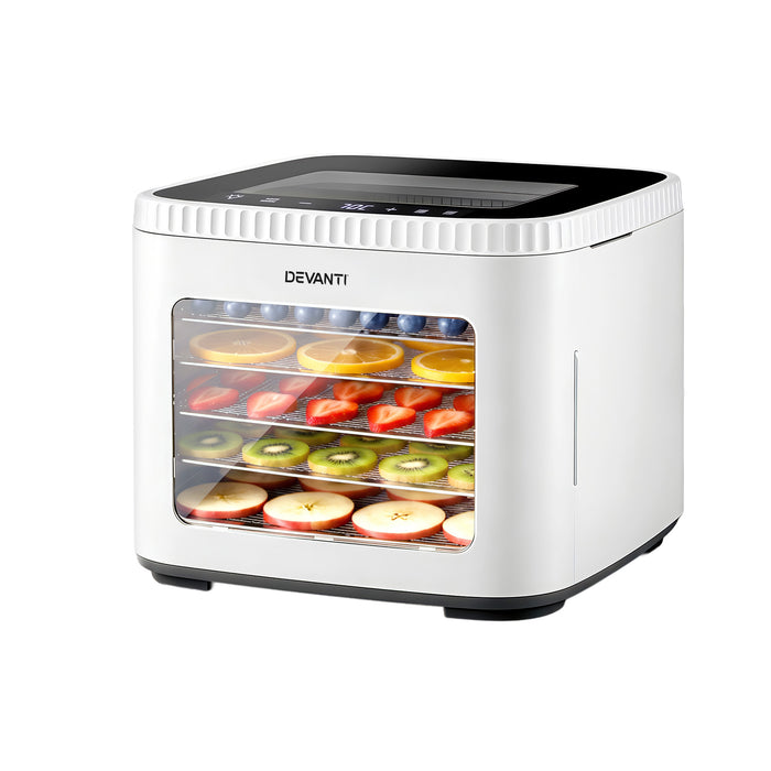 Devanti Food Dehydrator Machine 5 Tray Mini Fruit Dryer Maker White - Devanti