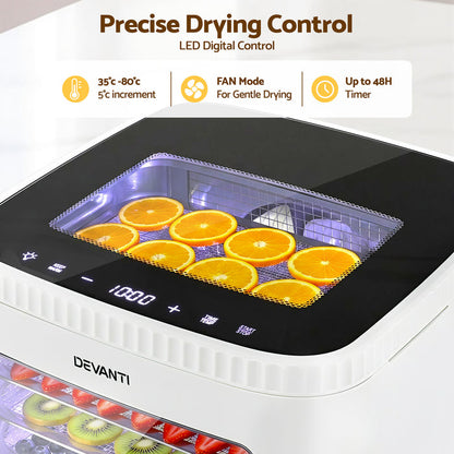 Devanti Food Dehydrator Machine 5 Tray Mini Fruit Dryer Maker White - Devanti