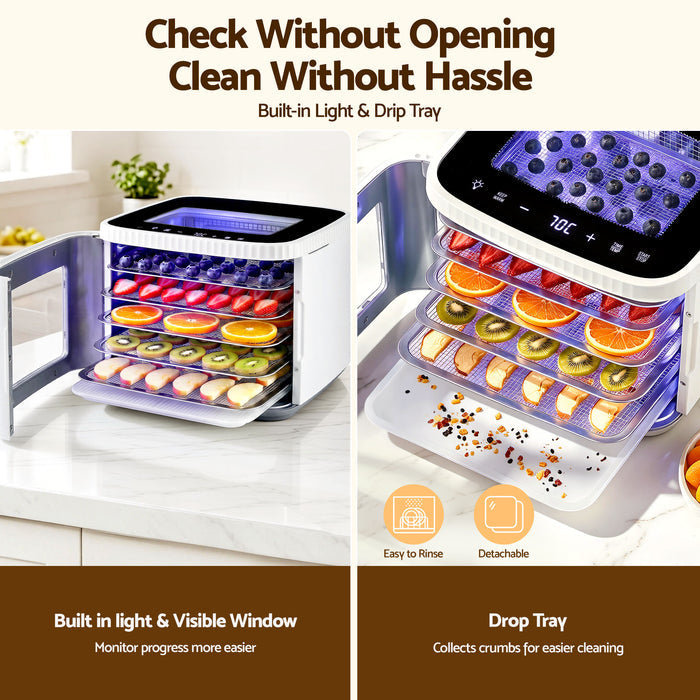 Devanti Food Dehydrator Machine 5 Tray Mini Fruit Dryer Maker White - Devanti