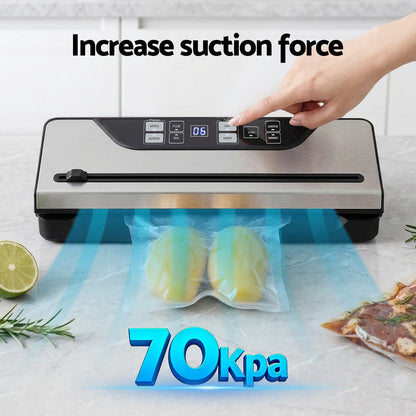 Devanti Food Vacuum Sealer Machine Auto Seal Slide Cutter 9 Modes Marinate Black - Devanti