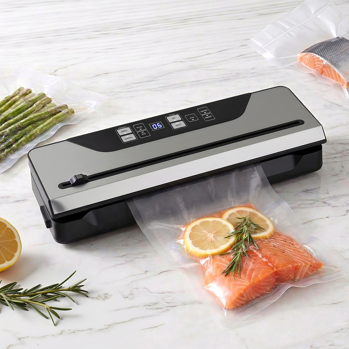 Devanti Food Vacuum Sealer Machine Auto Seal Slide Cutter 9 Modes Marinate Black - Devanti