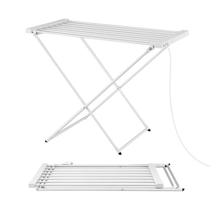Devanti Heated Towel Rail Electric Clothes Airer Foldable Drying Rack 8 Bars - Devanti