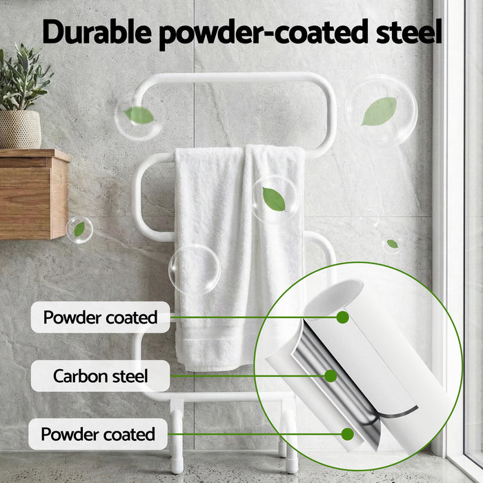 Devanti Heated Towel Rail Freestanding Wall Mounted S-Shape Electric Warmer Rack - Devanti