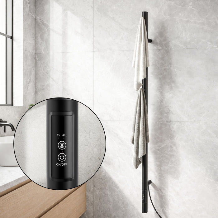 Devanti Heated Towel Rail with Timer Vertical Electric Heater Warmer Rack Black - Devanti