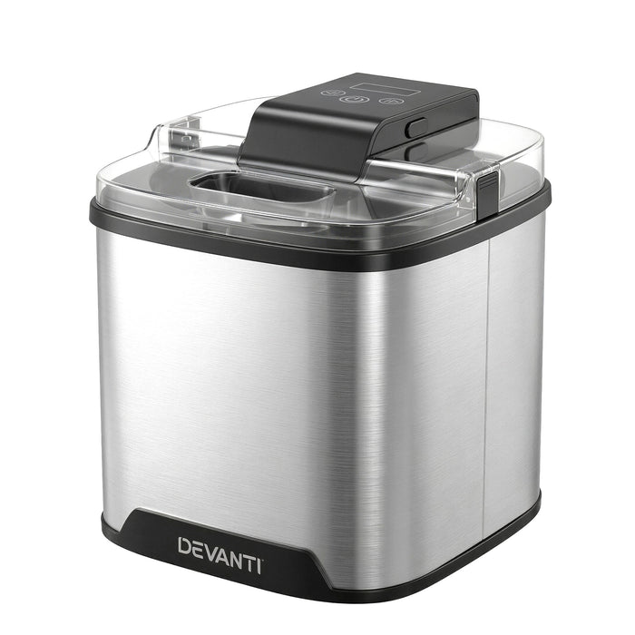 Devanti Ice Cream Maker Machine 2L Homemade Gelato Sorbet Frozen Drinks Sliver - Devanti