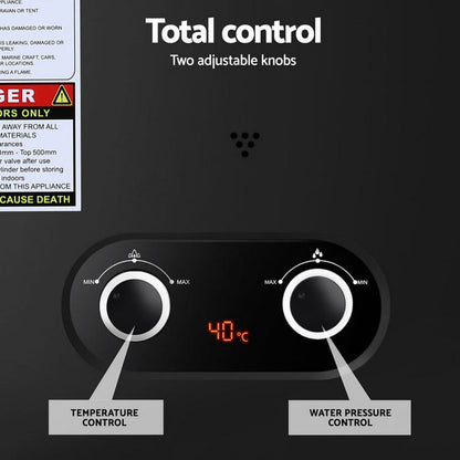 Devanti Portable Gas Water Heater LPG-powered System Black - Devanti