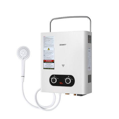 Devanti Portable Gas Water Heater Outdoor Camping Shower White - Devanti