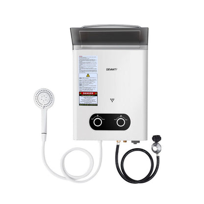 Devanti Portable Gas Water Heater Outdoor Camping Shower White - Devanti