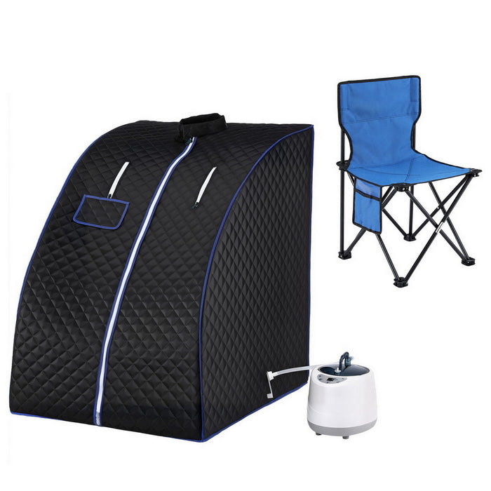 Devanti Portable Steam Sauna Tent 1000W 2L Steamer Pot Personal Home SPA Timer - Devanti
