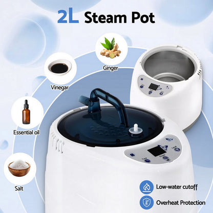 Devanti Portable Steam Sauna Tent 1000W 2L Steamer Pot Personal Home SPA Timer - Devanti