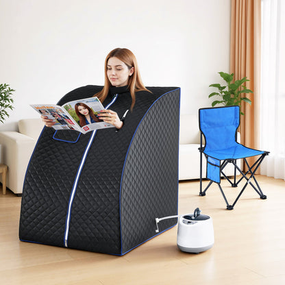 Devanti Portable Steam Sauna Tent 1000W 2L Steamer Pot Personal Home SPA Timer - Devanti
