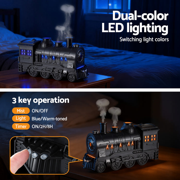 Devanti Train Aroma Diffuser Essential Oil Humidifier 300ml Smoke Ring LED Timer - Devanti
