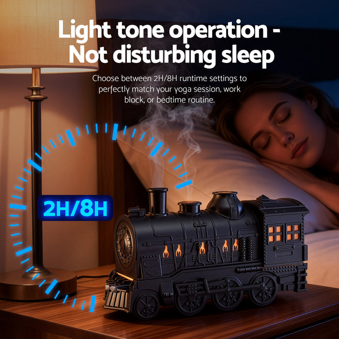 Devanti Train Aroma Diffuser Essential Oil Humidifier 300ml Smoke Ring LED Timer - Devanti