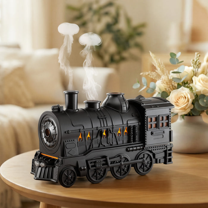 Devanti Train Aroma Diffuser Essential Oil Humidifier 300ml Smoke Ring LED Timer - Devanti