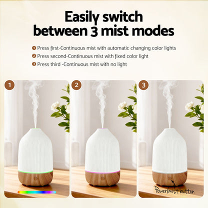 Devanti Ultrasonic Aroma Diffuser Aromatherapy 100ml LED Lights Iron Humidifier Forest - Devanti