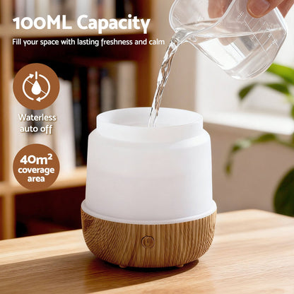 Devanti Ultrasonic Aroma Diffuser Aromatherapy 100ml LED Lights Iron Humidifier Forest - Devanti