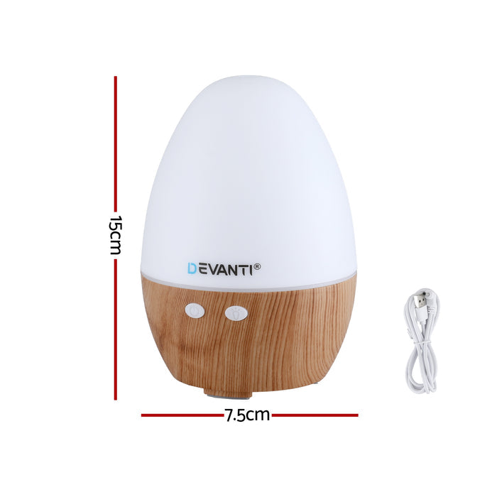 Devanti Ultrasonic Aroma Diffuser Aromatherapy 130ml LED Lights Iron Humidifier Forest - Devanti
