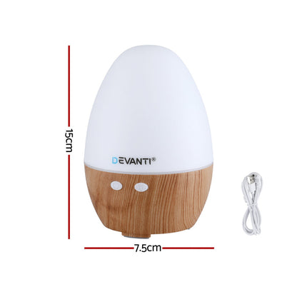 Devanti Ultrasonic Aroma Diffuser Aromatherapy 130ml LED Lights Iron Humidifier Forest - Devanti