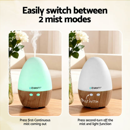 Devanti Ultrasonic Aroma Diffuser Aromatherapy 130ml LED Lights Iron Humidifier Forest - Devanti