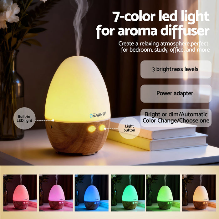 Devanti Ultrasonic Aroma Diffuser Aromatherapy 130ml LED Lights Iron Humidifier Forest - Devanti